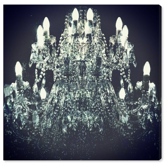 Wynwood Studio Fashion and Glam Contemporary Canvas Art - Black And White Crystal Chandelier, Wall Art for Living Room, Bedroom, and Bathroom, 30 in x 30, Black and White Home Decor