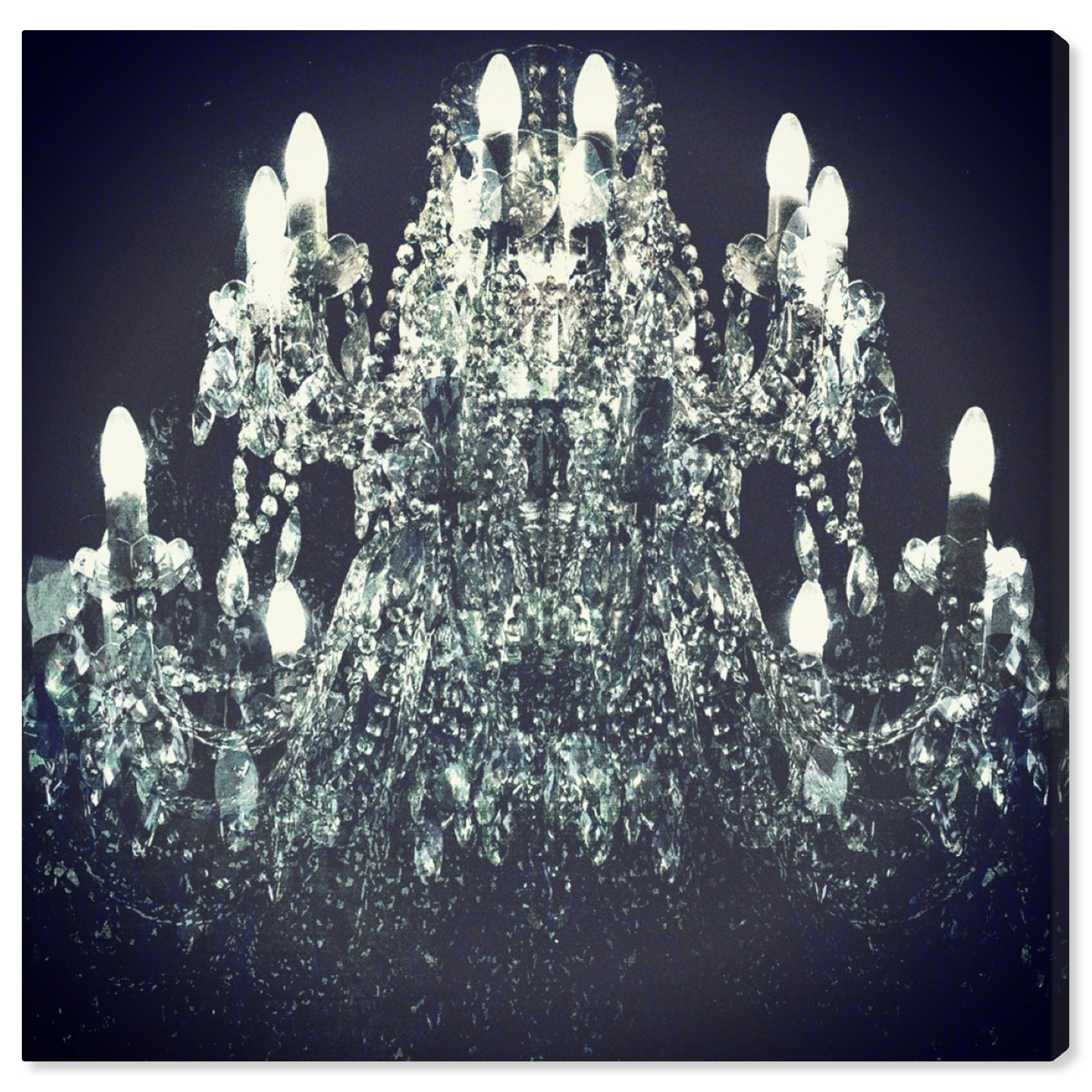 Wynwood Studio Fashion and Glam Contemporary Canvas Art - Black And White Crystal Chandelier, Wall Art for Living Room, Bedroom, and Bathroom, 20 in x 20, Black and White Home Decor
