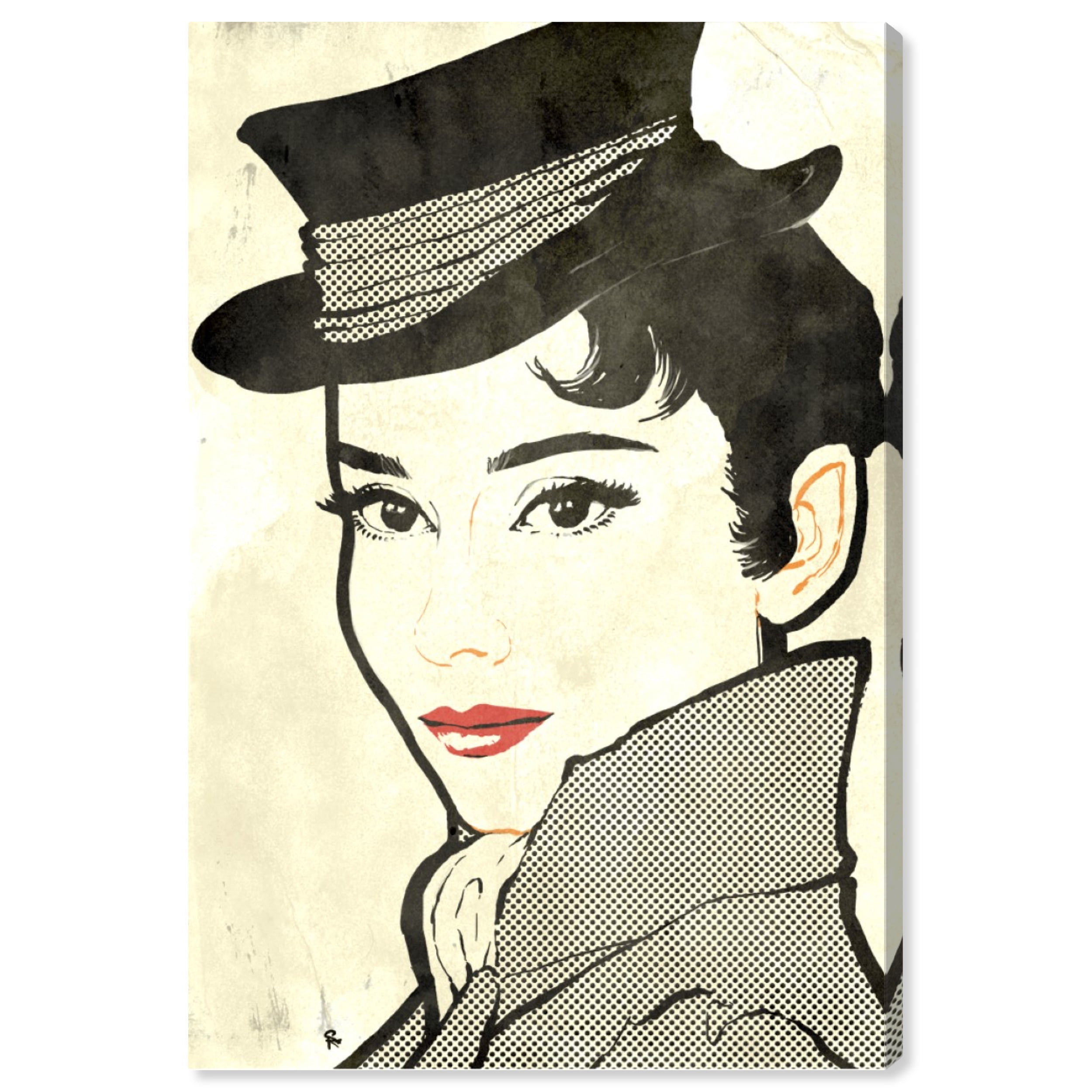 Wynwood Studio Fashion and Glam Contemporary Canvas Art - Pop Art Woman With Hat, Wall Art for Living Room, Bedroom, and Bathroom, 20 in x 30, Black and White Home Decor