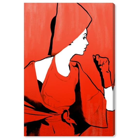 Wynwood Studio Fashion and Glam Contemporary Canvas Art - Red Glam Dame, Wall Art for Living Room, Bedroom, and Bathroom, 16 in x 24, Red and White Home Decor