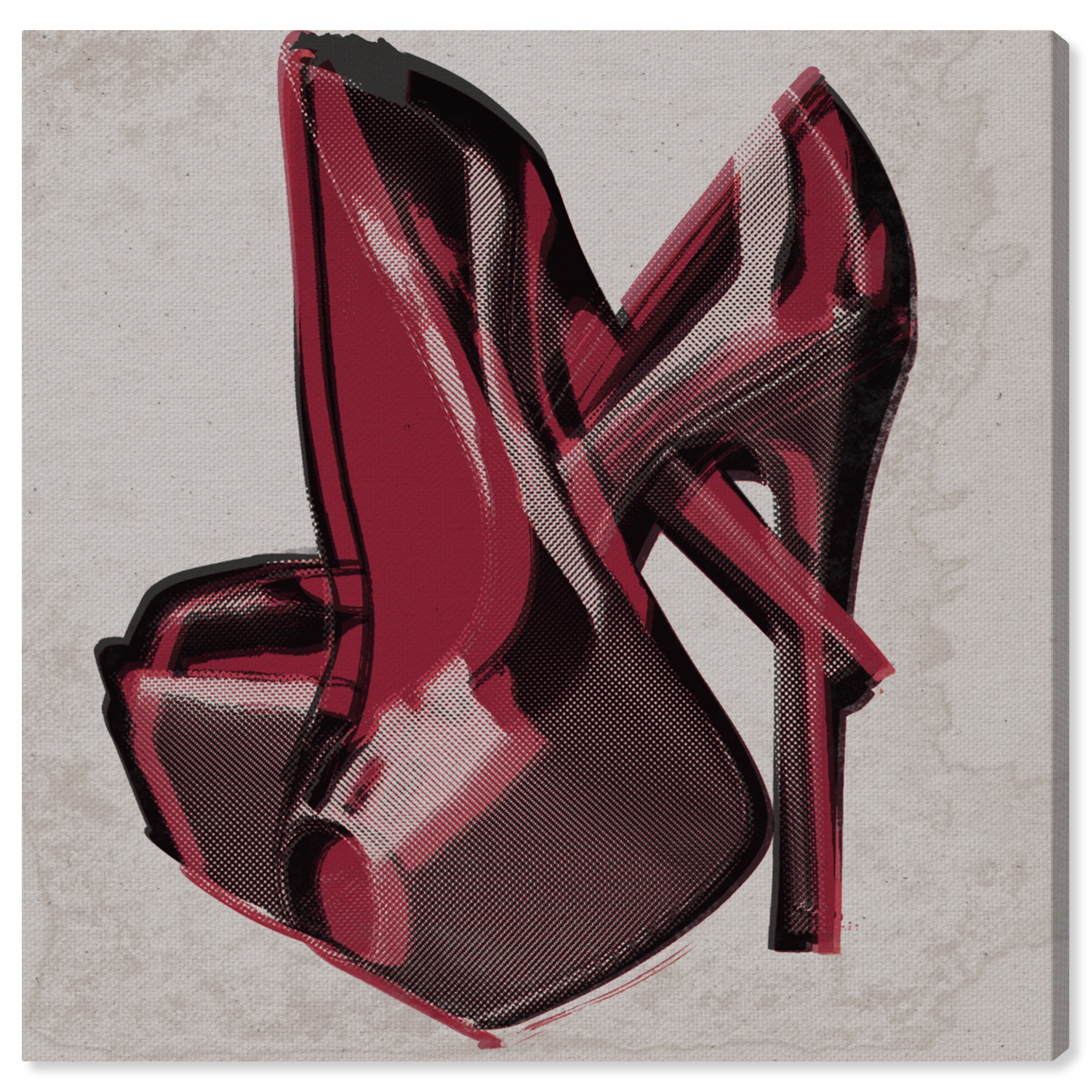 Wynwood Studio Fashion and Glam Contemporary Canvas Art - Red High Heel Shoes, Wall Art for Living Room, Bedroom, and Bathroom, 12 in x 12, Red and White Home Decor