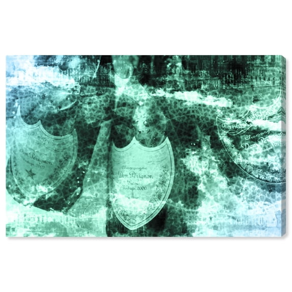 Wynwood Studio Fashion and Glam Modern Canvas Art - Blue Bath Bottles, Wall Art for Living Room, Bedroom, and Bathroom, 36 in x 24, Green and Black Home Decor