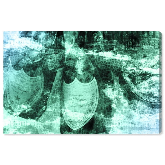 Wynwood Studio Fashion and Glam Modern Canvas Art - Blue Bath Bottles, Wall Art for Living Room, Bedroom, and Bathroom, 36 in x 24, Green and Black Home Decor