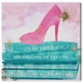 thumbnail image 1 of Wynwood Studio Fashion and Glam Modern Canvas Art - Fashion High Heel Bookstack Blue, Wall Art for Living Room, Bedroom, and Bathroom, 12 in x 12, Pink and Blue Home Decor, 1 of 5