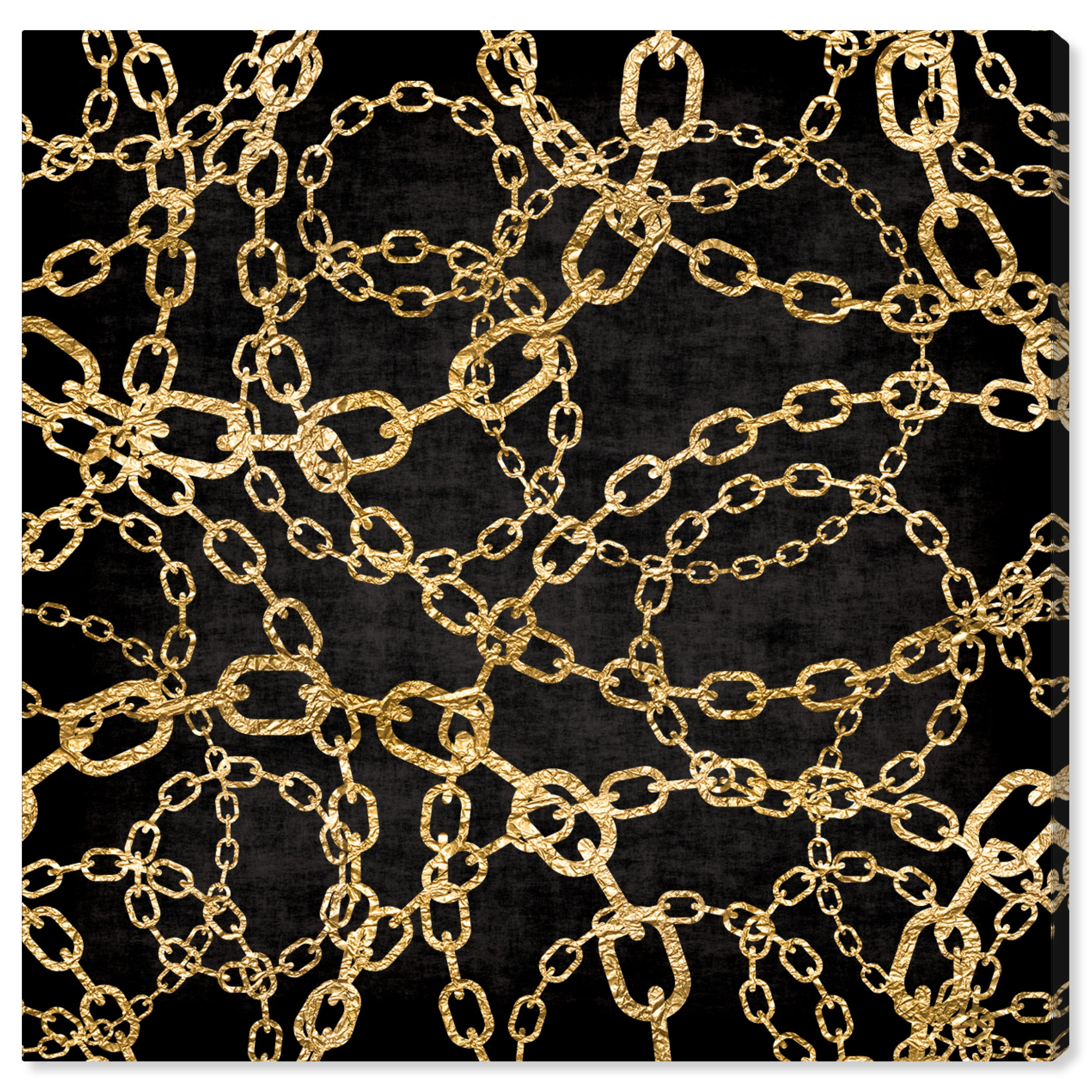 Gold Chains on Black Canvas Wall Art, 20" x 20"