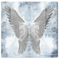 thumbnail image 1 of Wynwood Studio Fashion and Glam Modern Canvas Art - Silver Wings On Blue And White Background, Wall Art for Living Room, Bedroom, and Bathroom, 12 in x 12, Home Decor, 1 of 5