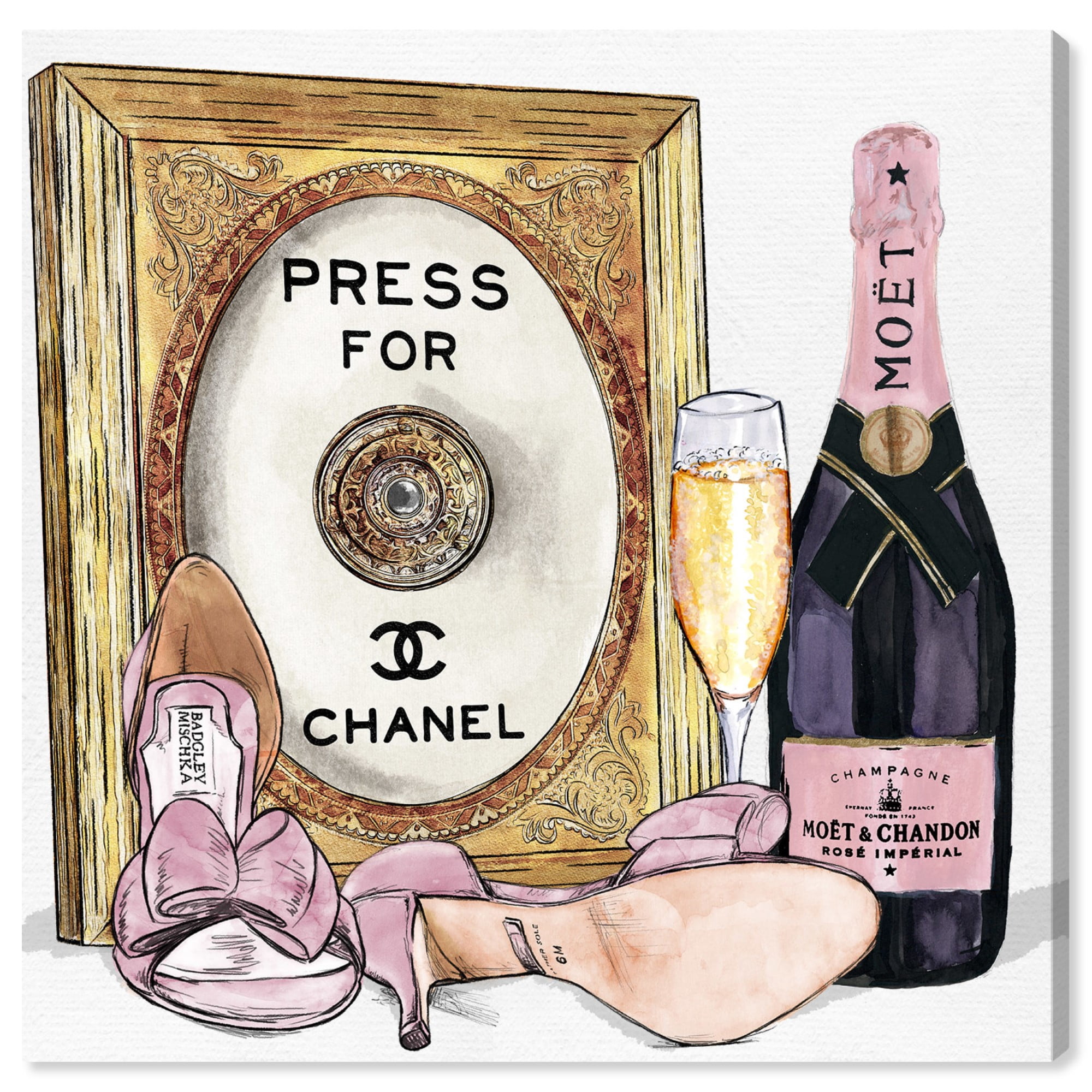 Wynwood Studio Fashion and Glam Wall Art Canvas Prints 'Champagne