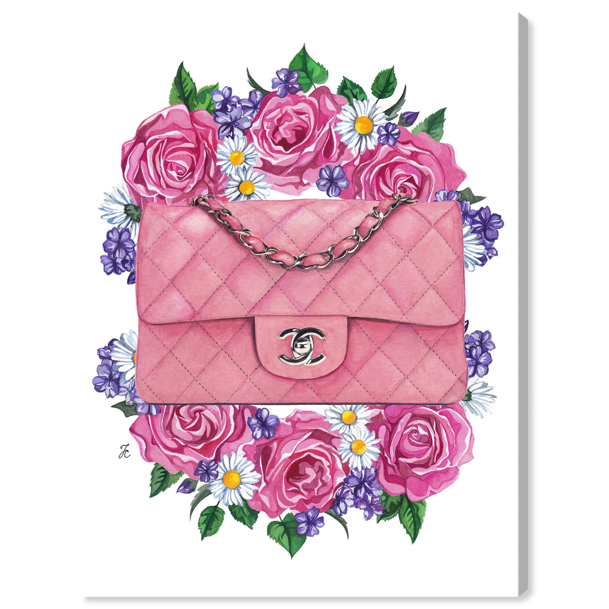 Wynwood Studio Fashion and Glam Wall Art Canvas Prints 'I love my purse'  Handbags - Purple, Black 
