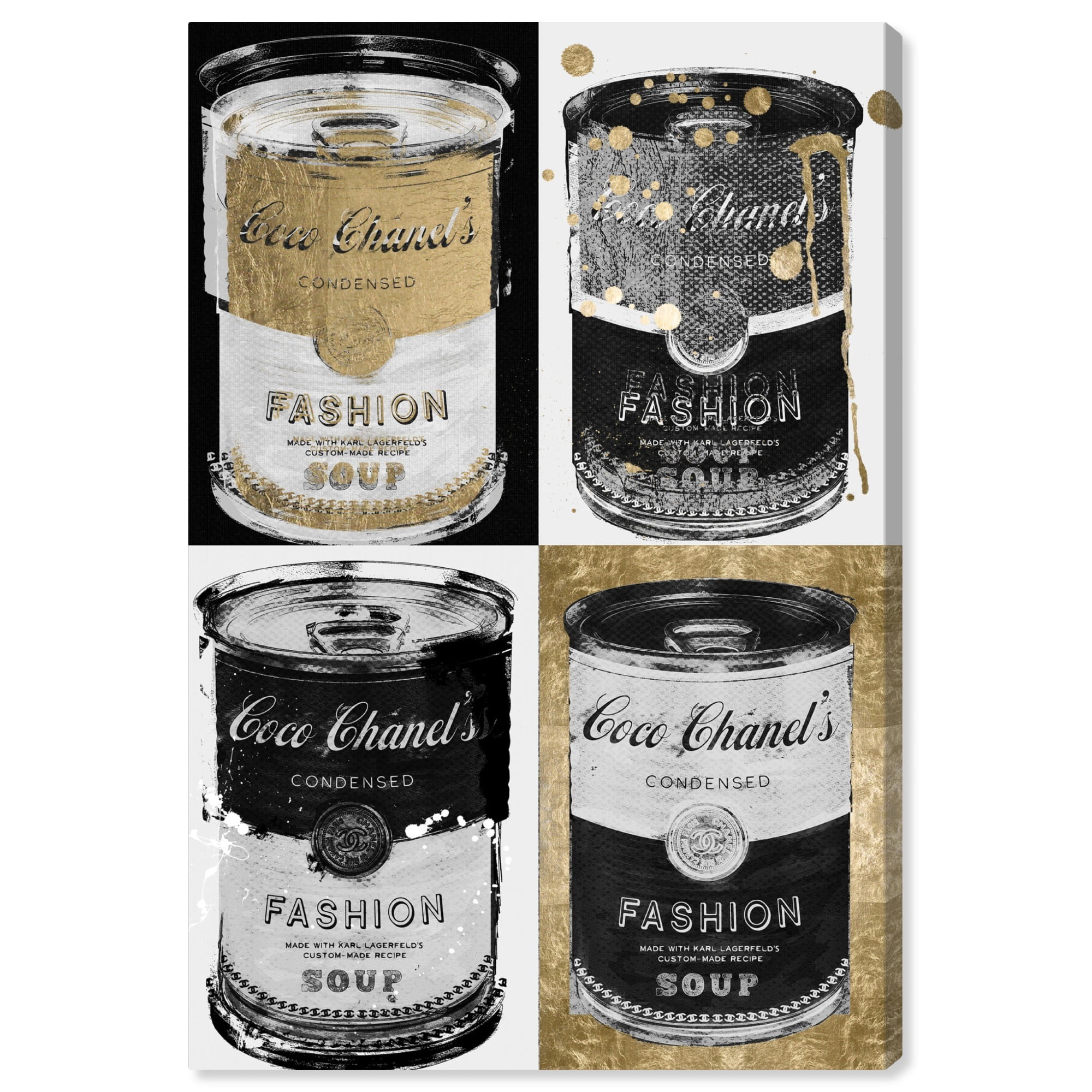 Wynwood Studio Fashion and Glam Wall Art Canvas Prints 'Fashion Soup Pop Art'  Soup Can - Gold, Black 