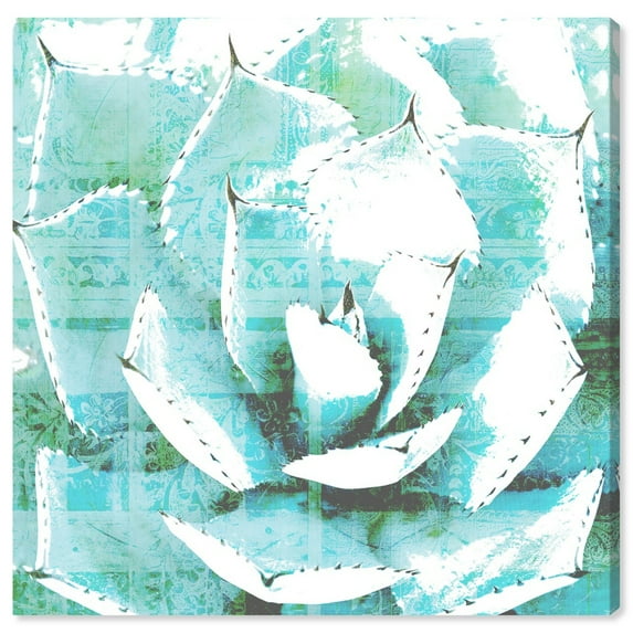 Wynwood Studio Floral and Botanical Country Rustic Canvas Art - Turquoise Flowers, Wall Art for Living Room, Bedroom, and Bathroom, 20 in x 20, Green and White Home Decor