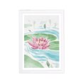 thumbnail image 1 of Wynwood Studio Floral and Botanical Framed Wall Art Prints 'Floating Lotus' Botanicals Home Décor - Blue, Pink, 13" x 19", 1 of 4