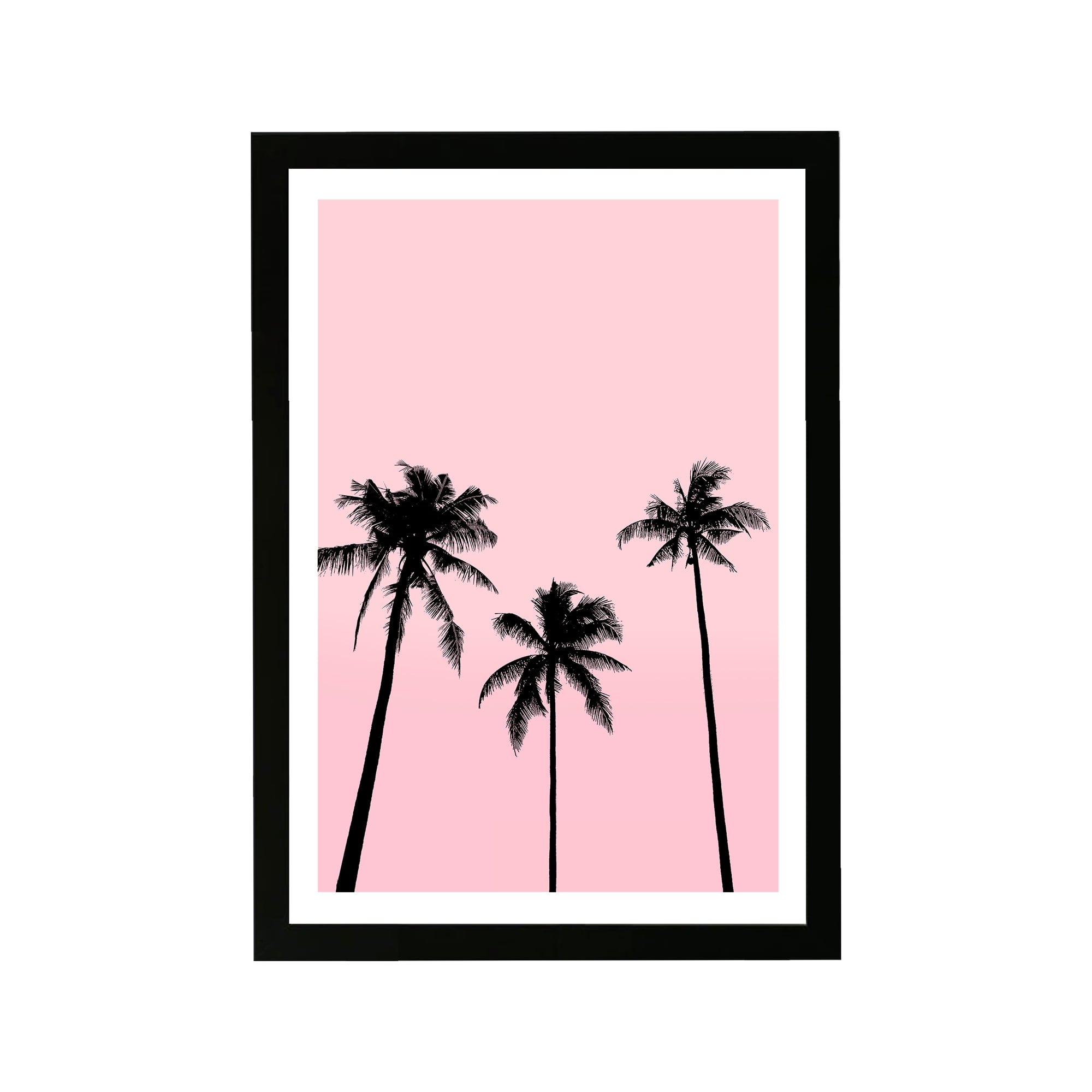 Pink and Black Palm Trees Framed Wall Art, 13" x 19"