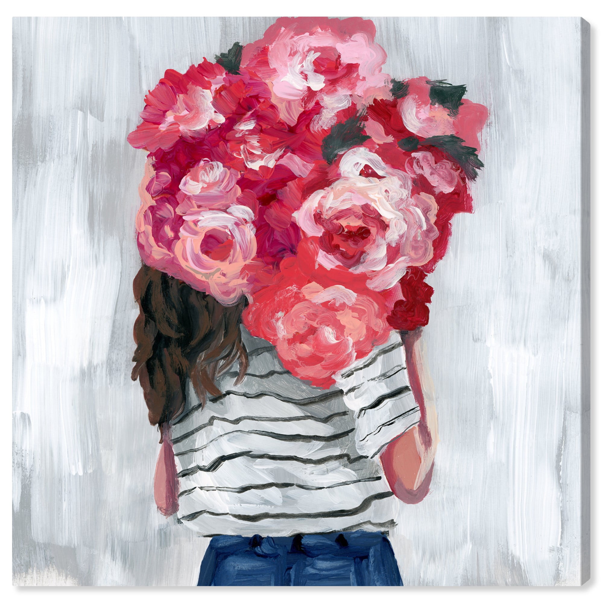 Wynwood Studio 'Flower Delivery Girl' Fashion and Glam Wall Art Canvas Print - Pink, White, 30" x 30"