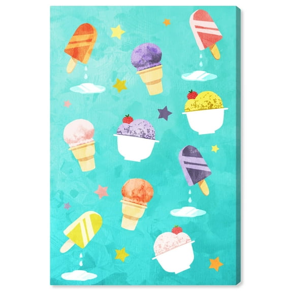 Wynwood Studio 'Fruit Punch Ice Creams' Food and Cuisine Wall Art Canvas Print - Blue, Pink, 20" x 30"
