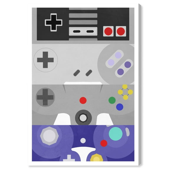 Wynwood Studio 'Gamers Best Friends' Entertainment and Hobbies Wall Art Canvas Print - Gray, Purple, 24" x 36"