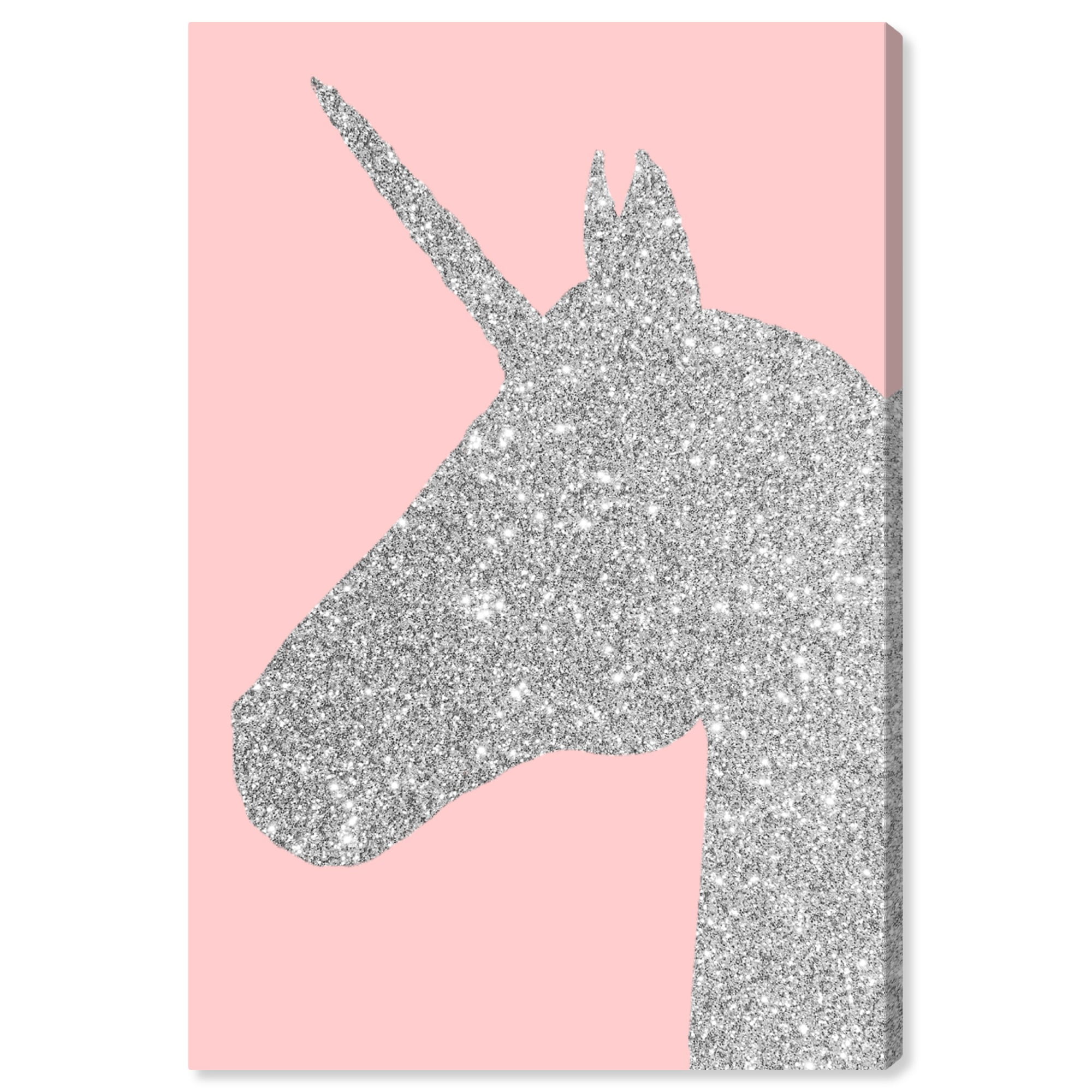 Wynwood Studio 'Glitter Unicorn Pink' Fantasy and Sci-Fi Wall Art Canvas Print - Gray, Pink, 16" x 24"