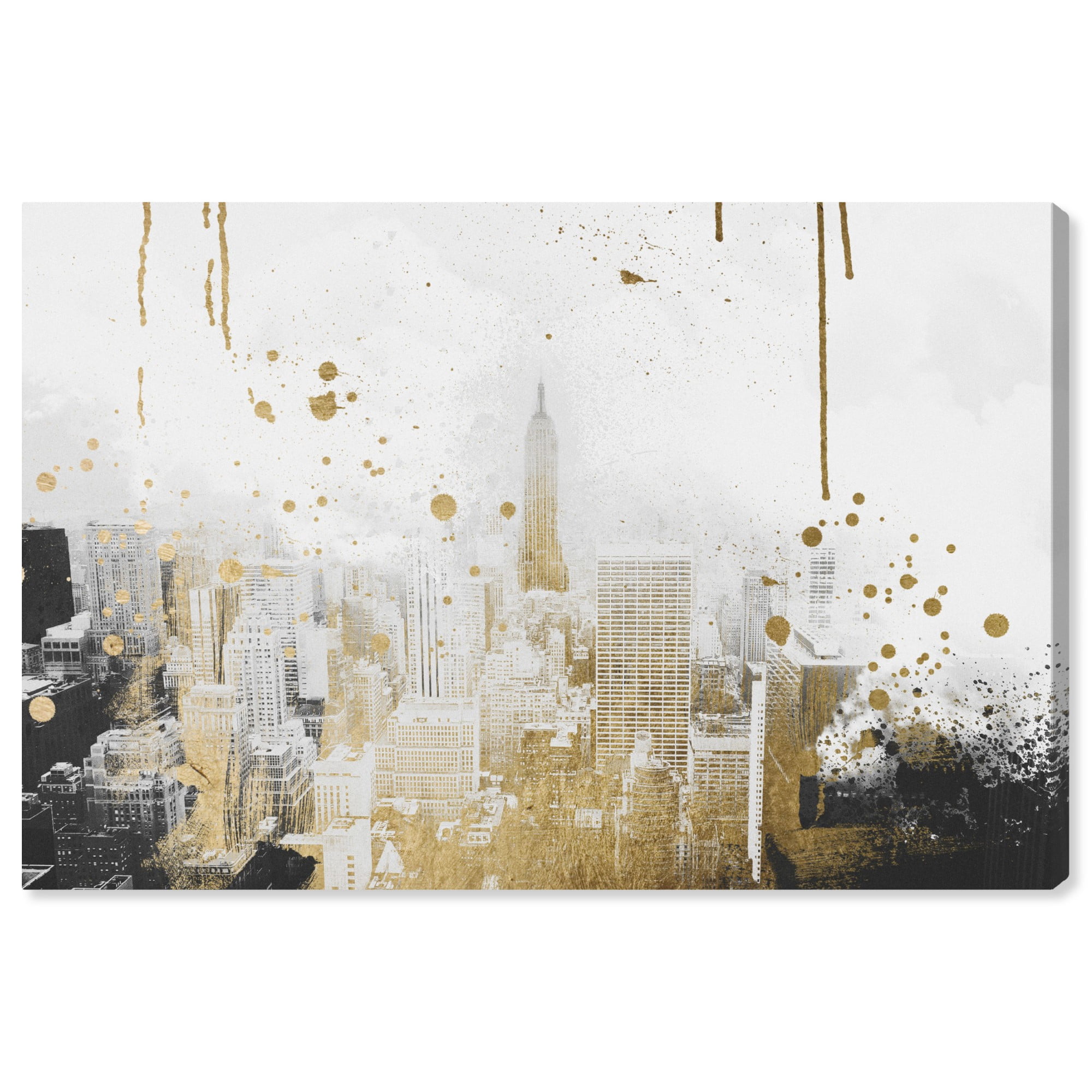 Picture of Free Shipping! Wynwood Studio Golden City Lights Framed Modern Wall Art ...