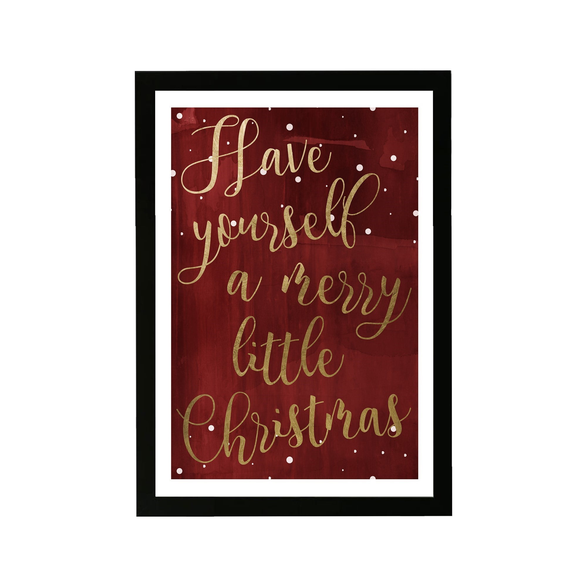 Wynwood Studio Holiday and Seasonal Framed Wall Art Prints 'Have Yourself A Merry Christmas' Christmas Home Décor - Red, Gold, 13" x 19"