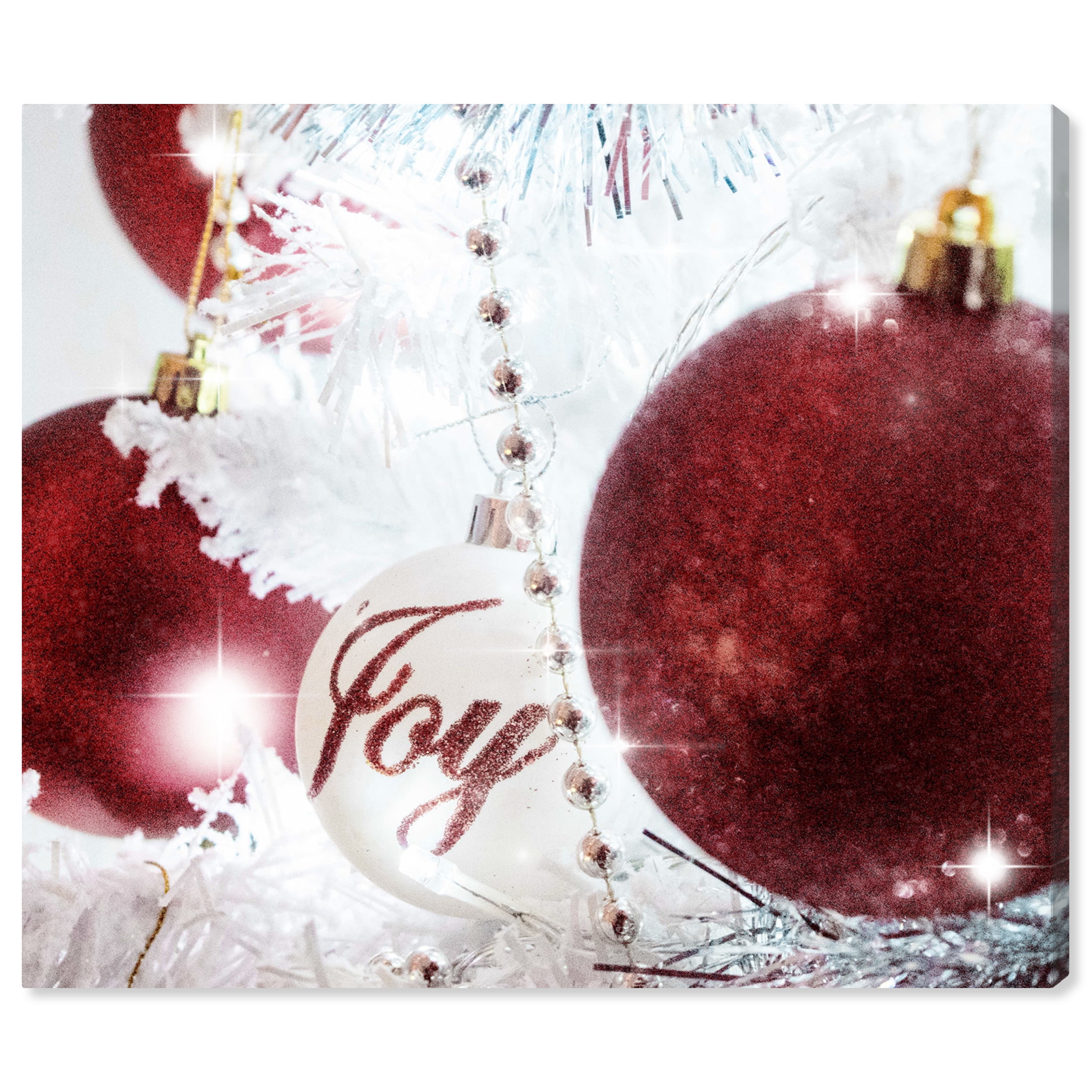 Wynwood Studio Holiday and Seasonal Wall Art Canvas Prints 'Christmas Ornaments' Christmas Home Décor - Red, White, 24" x 20"