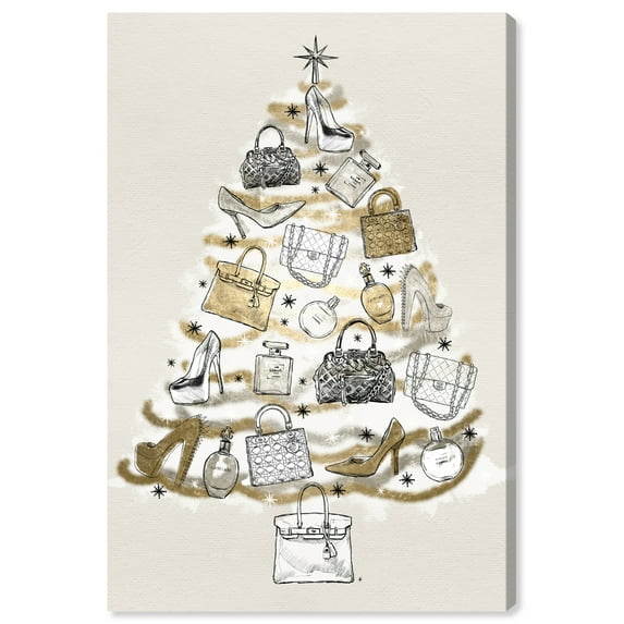 Wynwood Studio Holiday and Seasonal Wall Art Canvas Prints 'Fashion' Christmas Home Décor - Gray, Gold, 24" x 36"