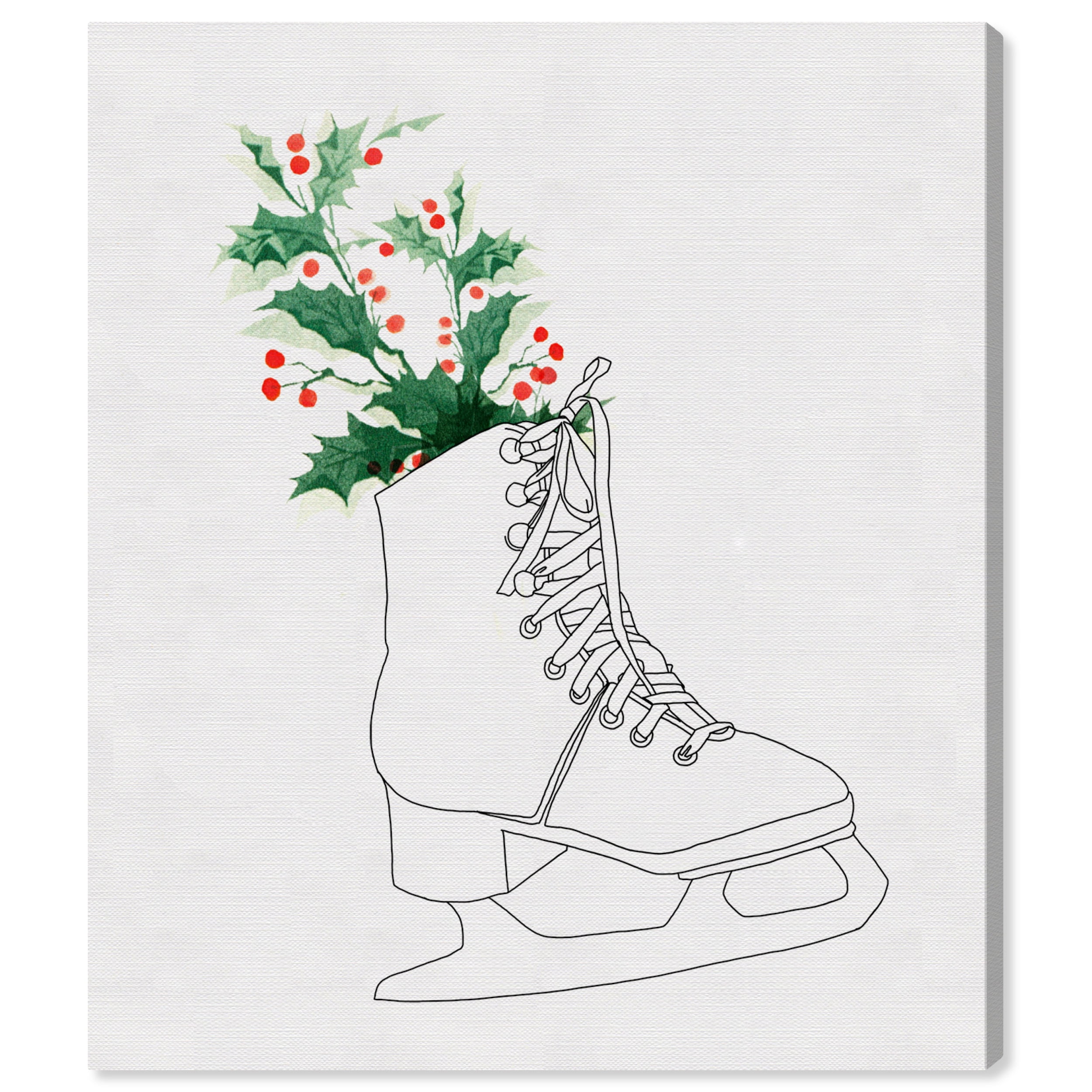 Wynwood Studio Holiday and Seasonal Wall Art Canvas Prints 'Ice Skating' Christmas Home Décor - Gray, Green, 12" x 12"