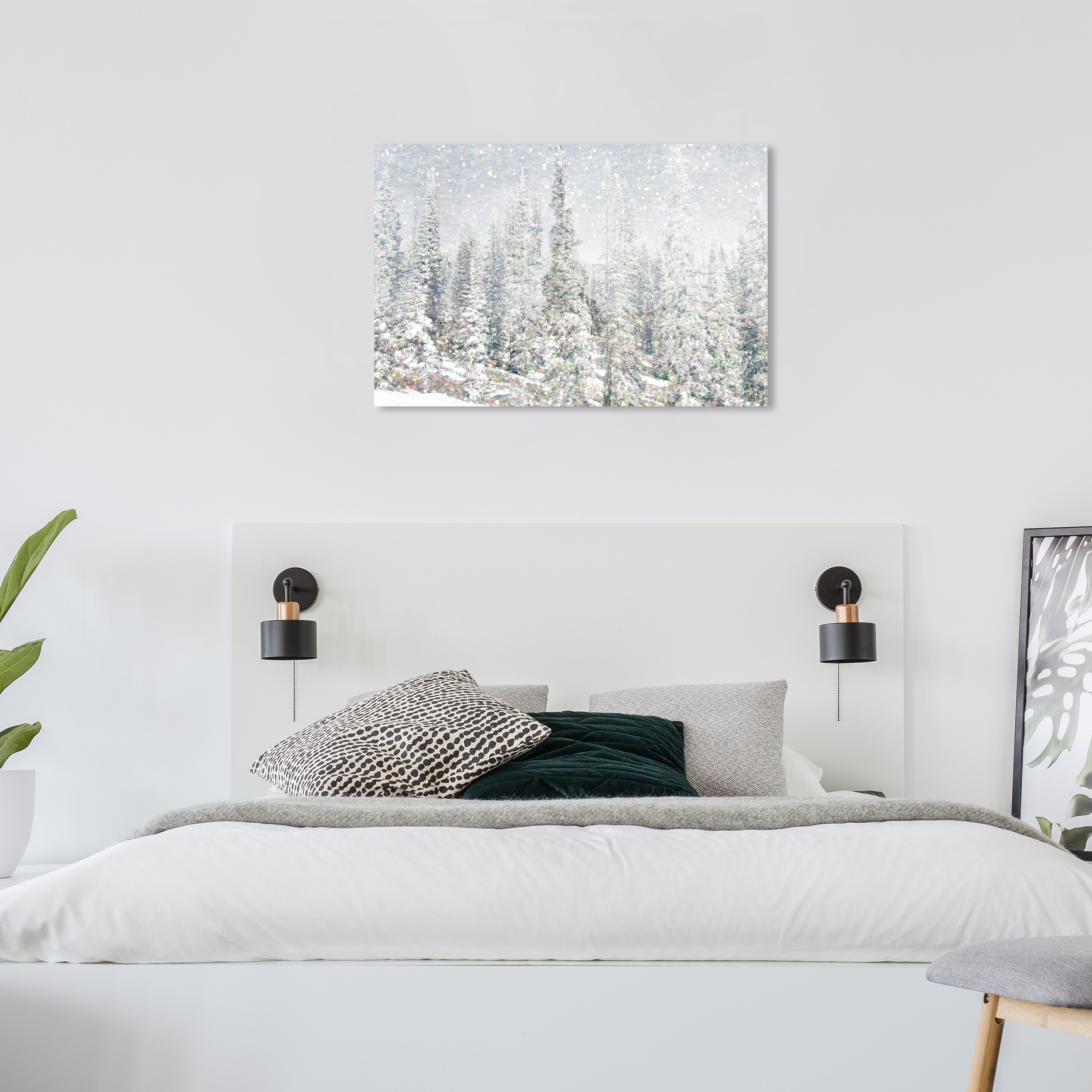 Wynwood Studio Holiday and Seasonal Wall Art Canvas Prints 'Magic Snow Trees' Winter Home Décor - Gray, White, 36" x 24"