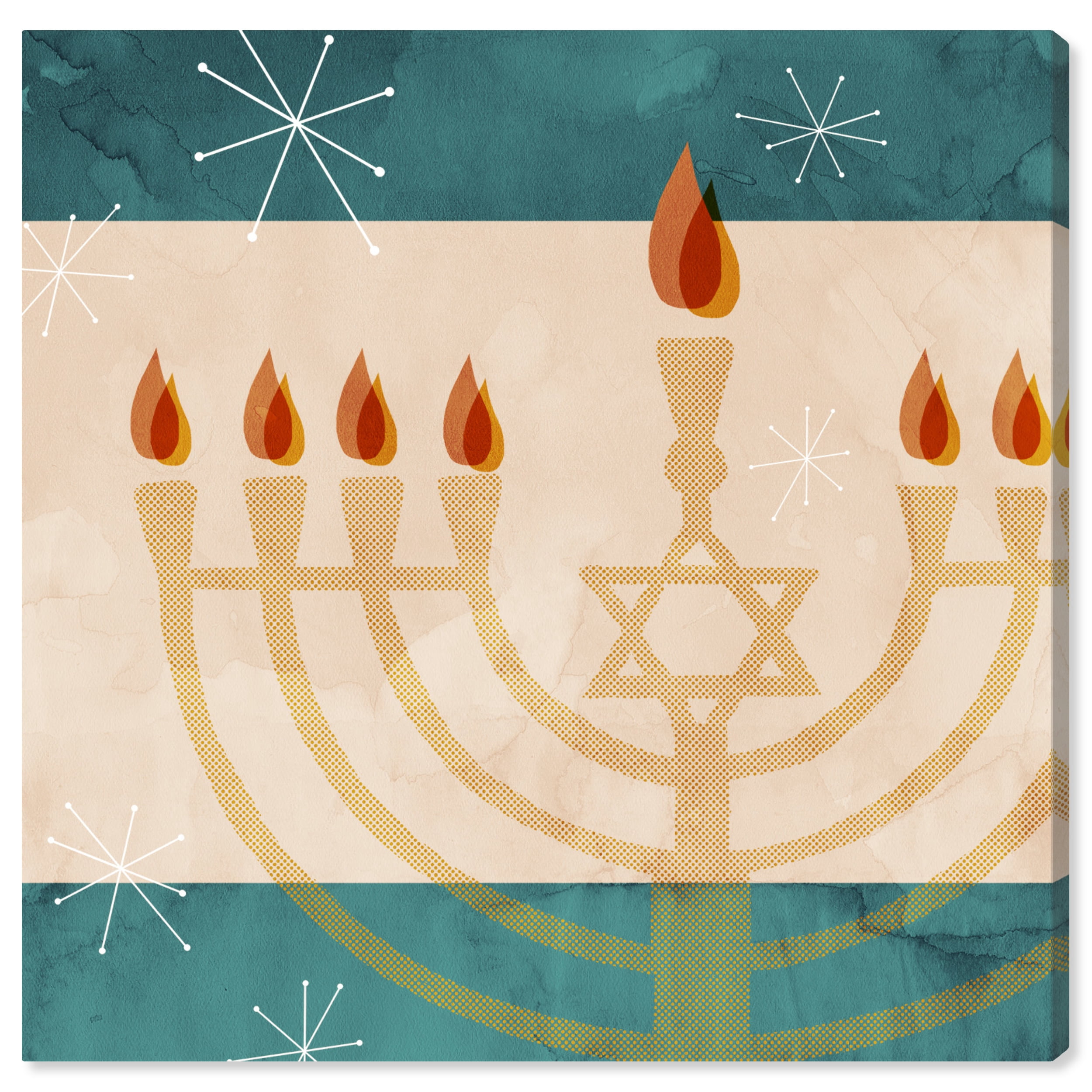 Wynwood Studio Holiday and Seasonal Wall Art Canvas Prints 'Modern Hanukkah' Holiday Home Décor - Red, Yellow, 20" x 20"