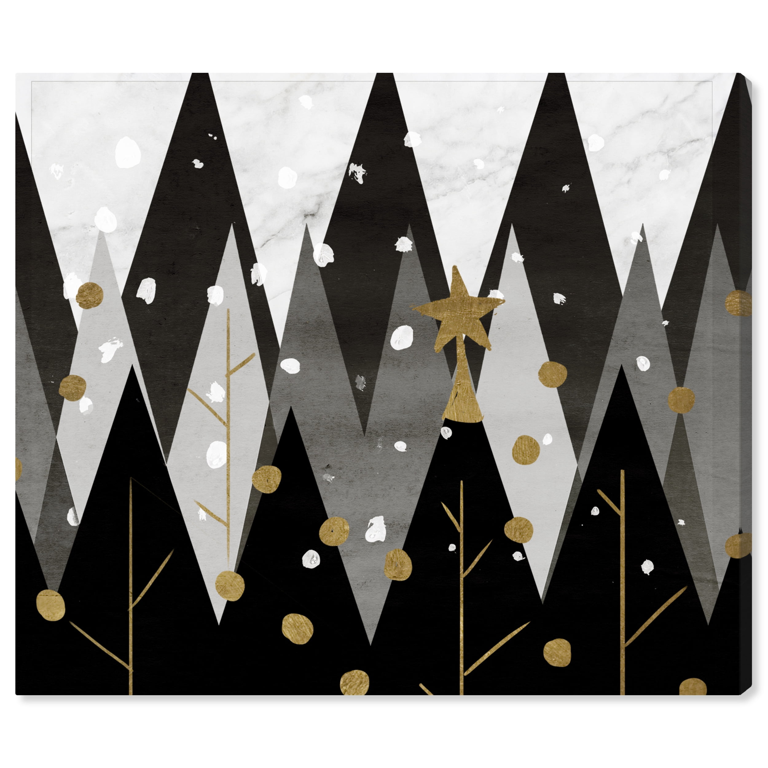 Wynwood Studio Holiday and Seasonal Wall Art Canvas Prints 'Monochrome Christmas' Christmas Home Décor - Black, Gold, 20" x 16"