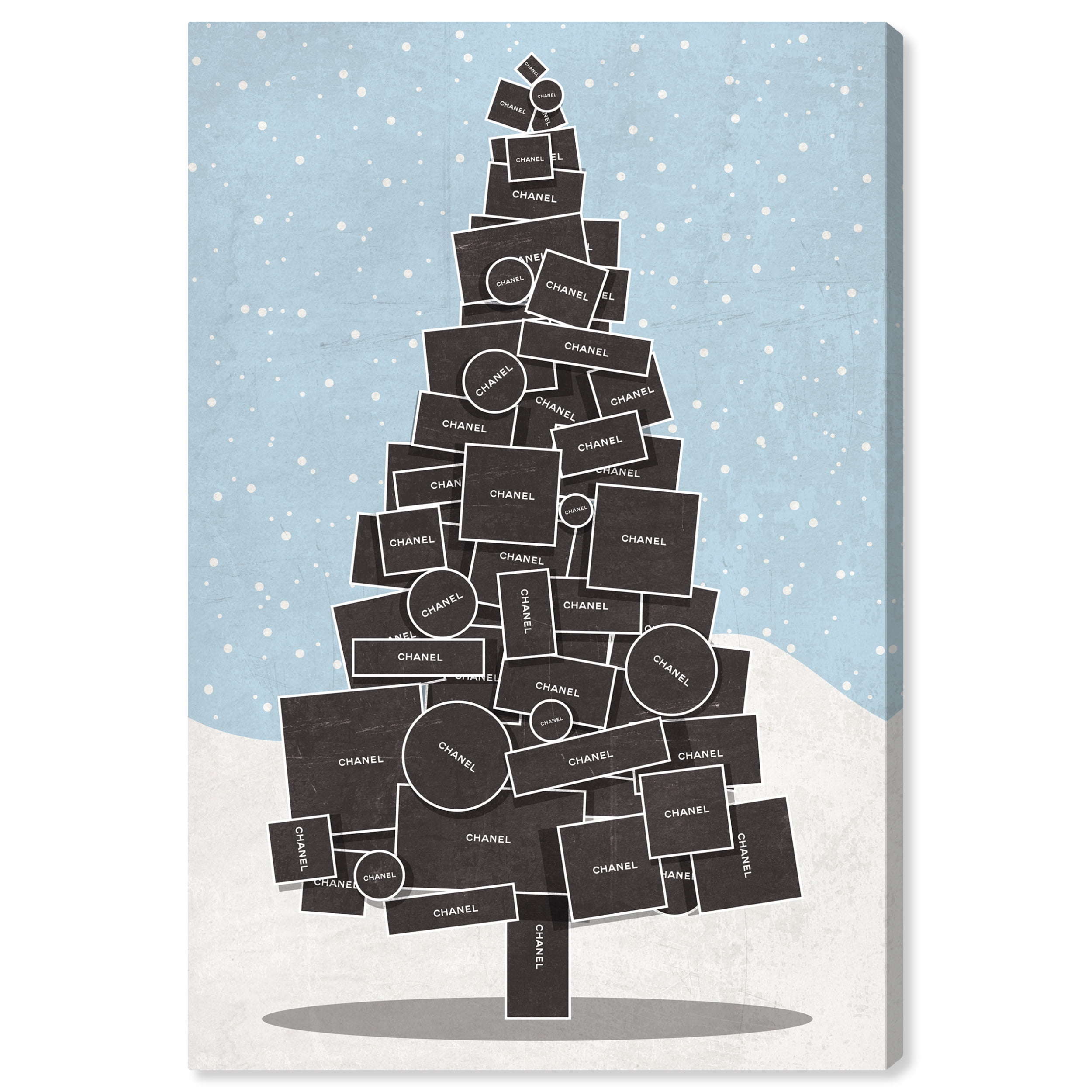 Wynwood Studio Holiday and Seasonal Wall Art Canvas Prints 'White Christmas' Christmas Home Décor - Black, Blue, 16" x 24"