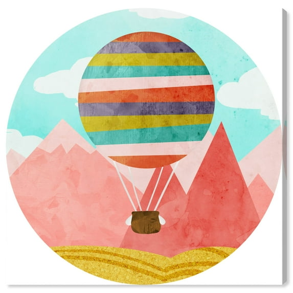 Wynwood Studio 'Hot Air Balloon Travels' Transportation Wall Art Canvas Print - Pink, Blue, 30" x 30"