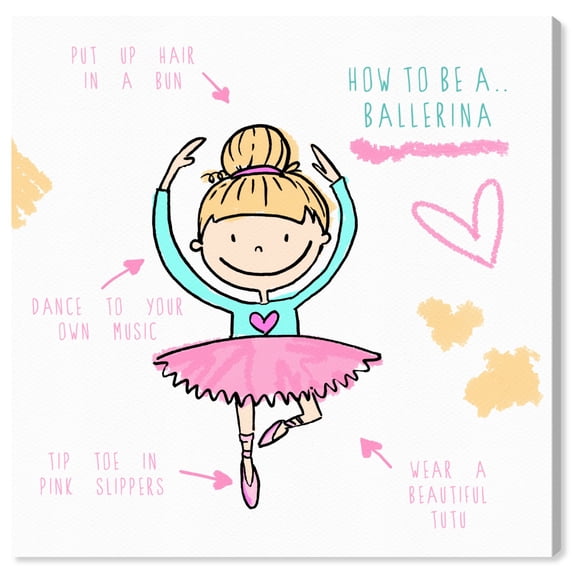 Wynwood Studio 'How To Be a Ballerina' Sports and Teams Wall Art Canvas Print - Pink, Green, 30" x 30"