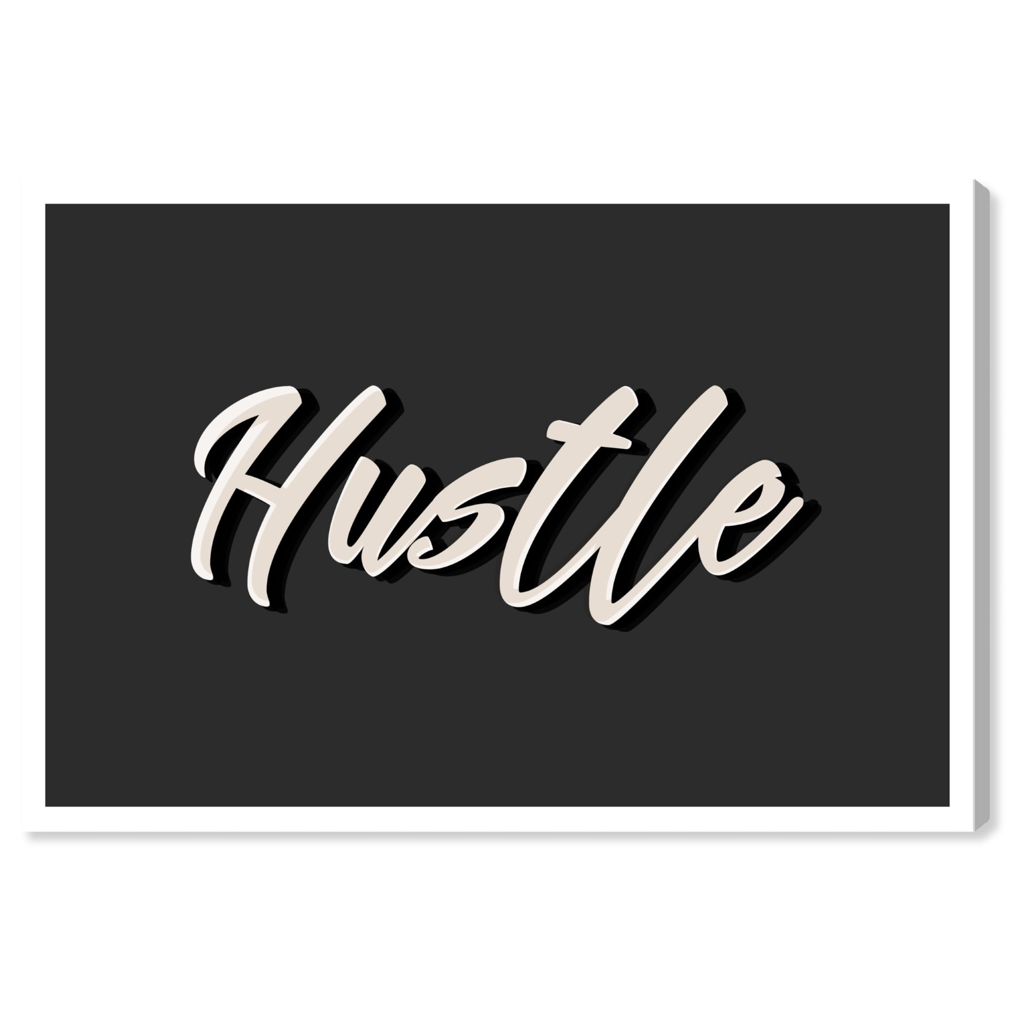Wynwood Studio 'Hustle Type' Typography and Quotes Wall Art Canvas Print - Black, White, 24" x 16"