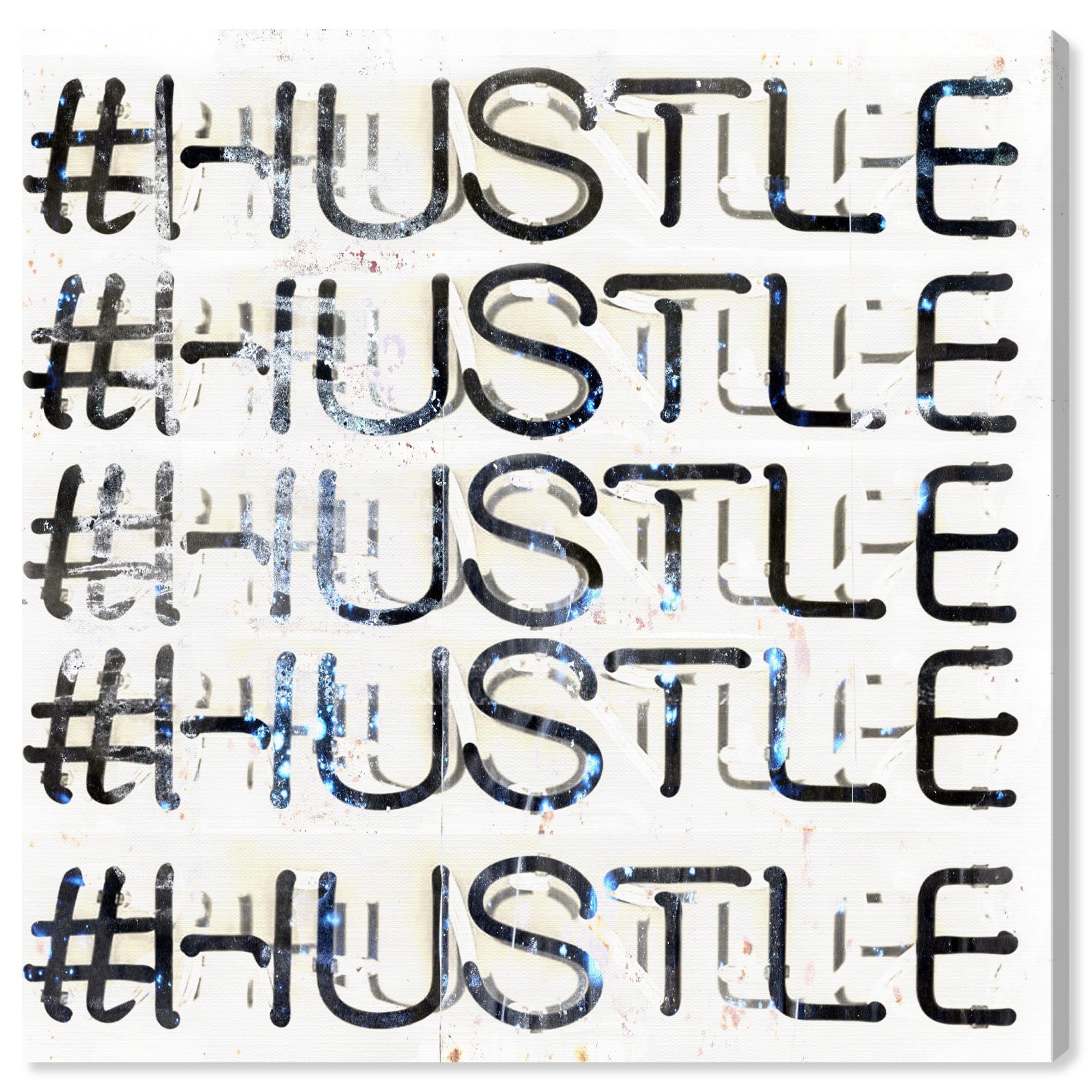 Wynwood Studio 'Hustle' Typography and Quotes Wall Art Canvas Print - Black, Gold, 12" x 12"