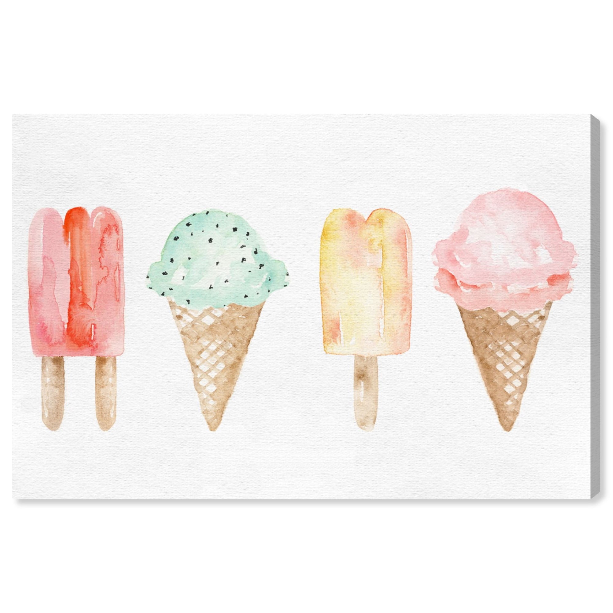 Wynwood Studio 'Ice Cream You Scream' Food and Cuisine Wall Art Canvas Print - White, Pink, 30" x 20"