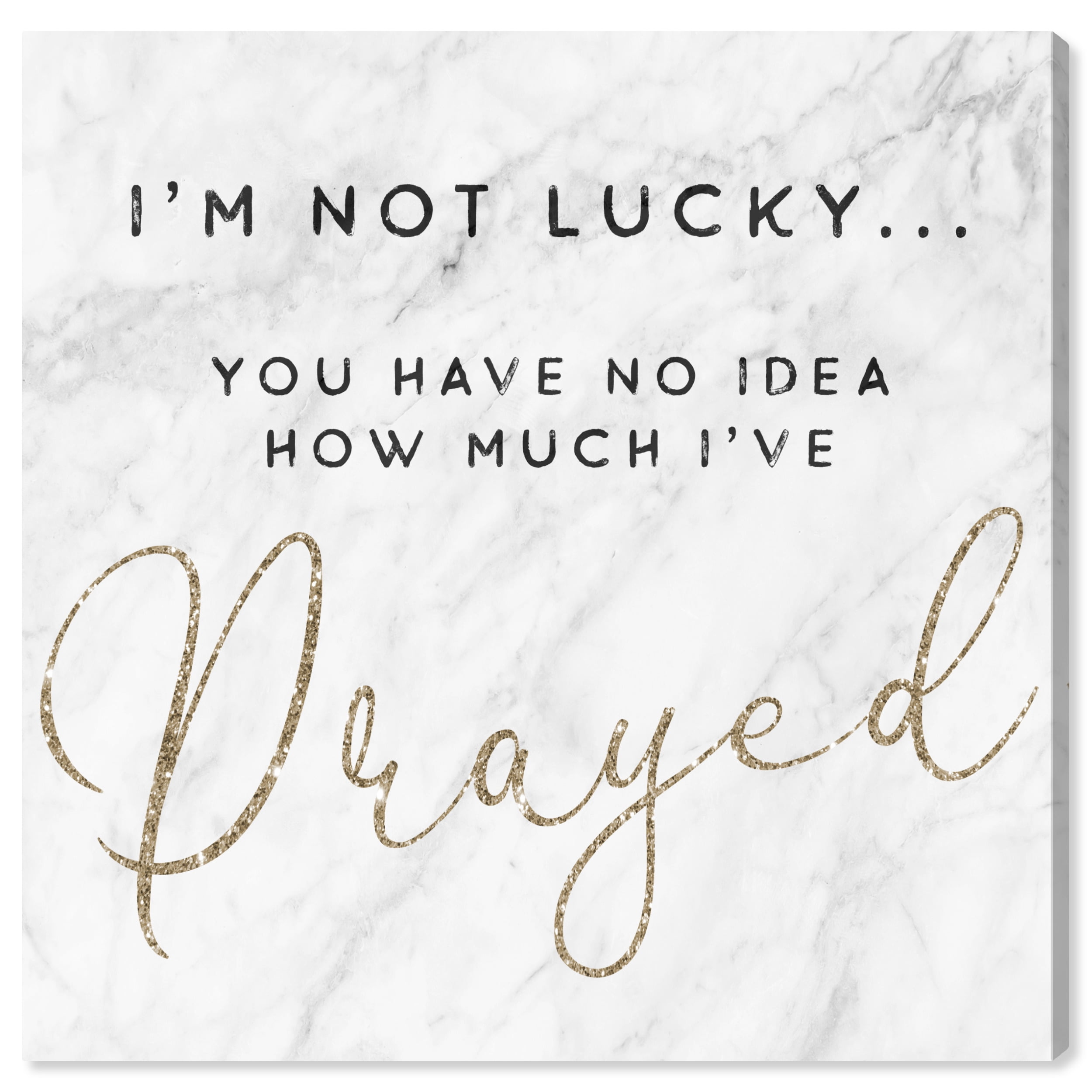 Wynwood Studio Im Not Lucky Glitter Typography and Quotes Wall Art Canvas Print White 20x20
