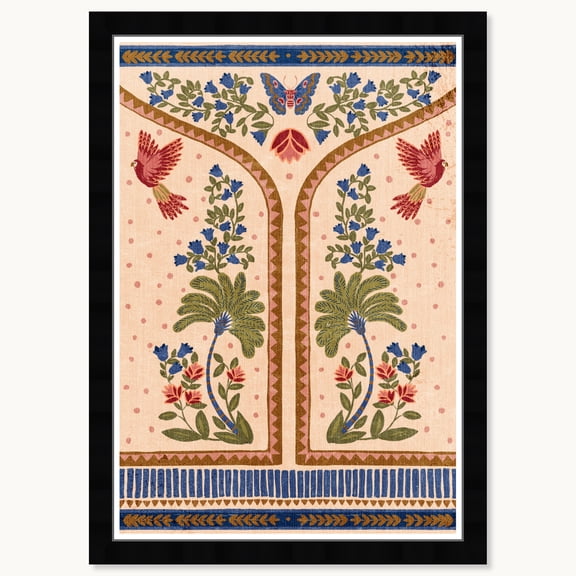 Wynwood Studio Jungle Tapestry Framed Tropical Chinoiserie Art Prints, 15" x 21", Black Satin Flat Frame