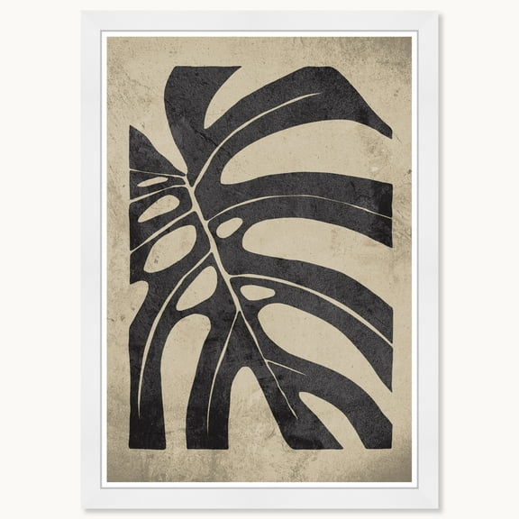 Wynwood Studio Leaf Detail Framed Boho Minimalist Abstract Prints, 15 " x 21 ", White Satin Flat Frame