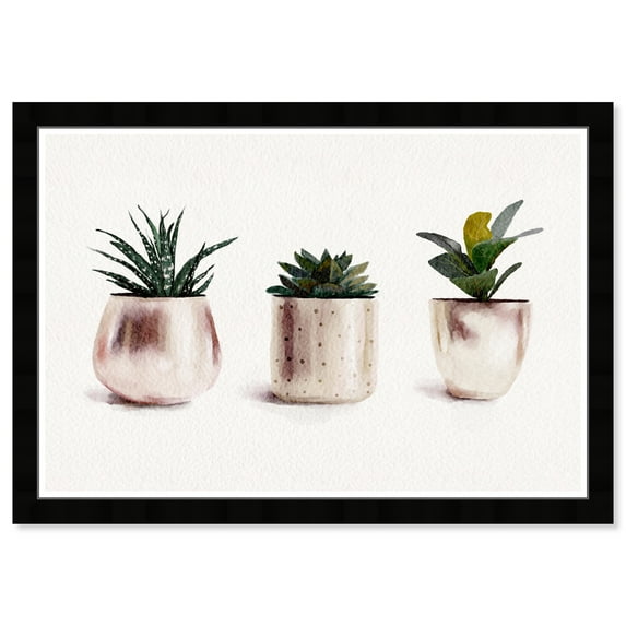 Wynwood Studio Line of Succulents Floral and Botanical Wall Art Canvas Print White 19x13