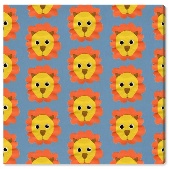 Wynwood Studio 'Lion Pattern' Animals Wall Art Canvas Print - Orange, Yellow, 12" x 12"