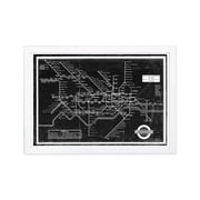 Wynwood Studio 'London Underground Map 1934' Maps and Flags Framed Wall Art Print - Black, Gray