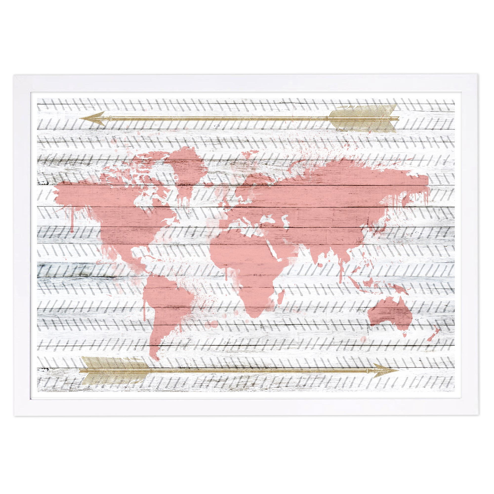 Wynwood Studio 'Mapamudi Boho Blush' Maps and Flags Framed Wall Art ...