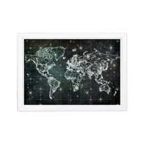 Wynwood Studio 'Mapamundi Galaxy' Maps and Flags Framed Wall Art Print - Black, White