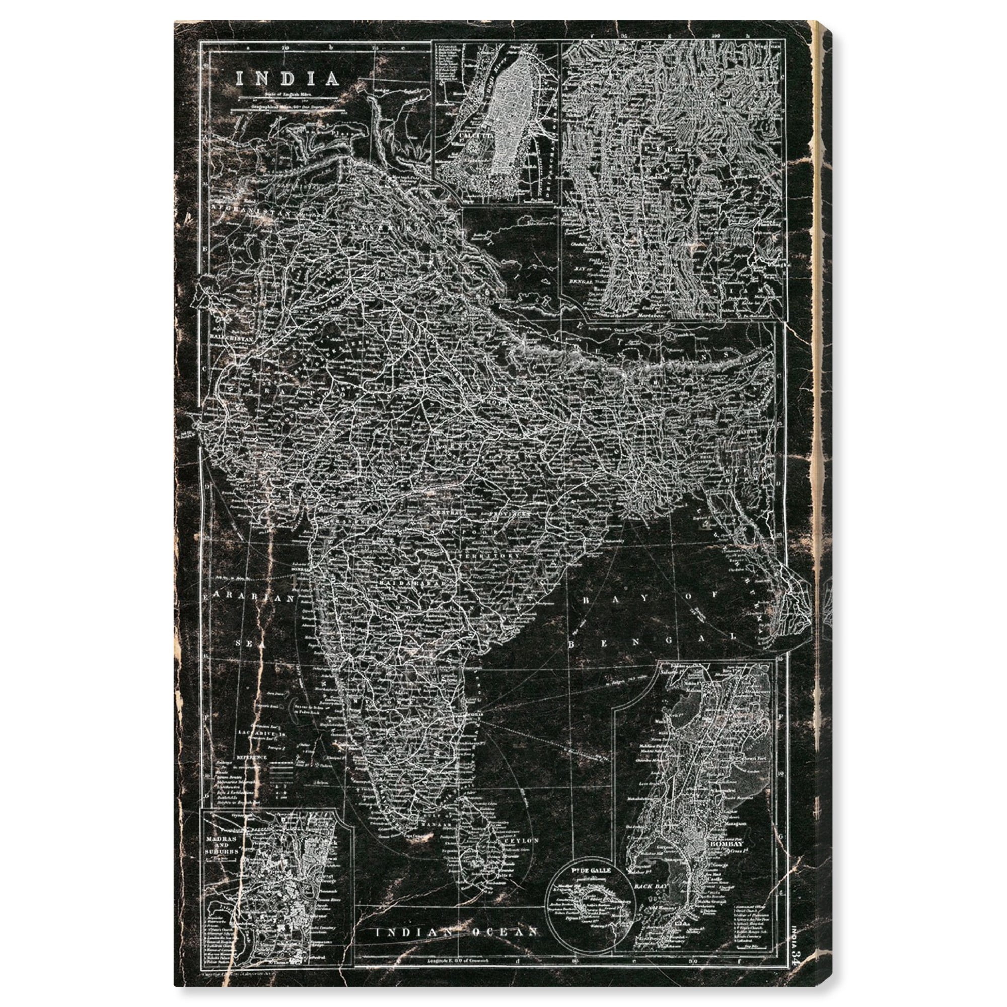 Wynwood Studio Maps and Flags Wall Art Canvas Prints 'India 1892 Map