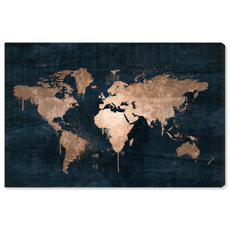 Abstract Globe Canvas Print, Brown World Map Digital Painting Canvas S –  Swallart