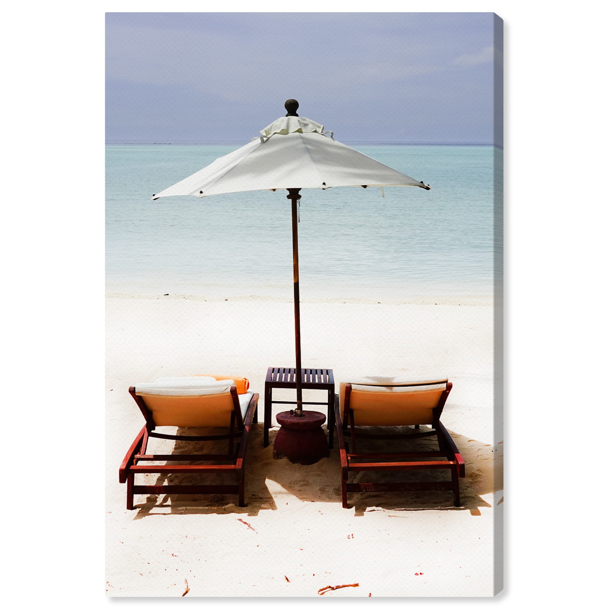 Meadowlark Beach Nautical Coastal Canvas Print in Blue and Orange, 16" x 24"