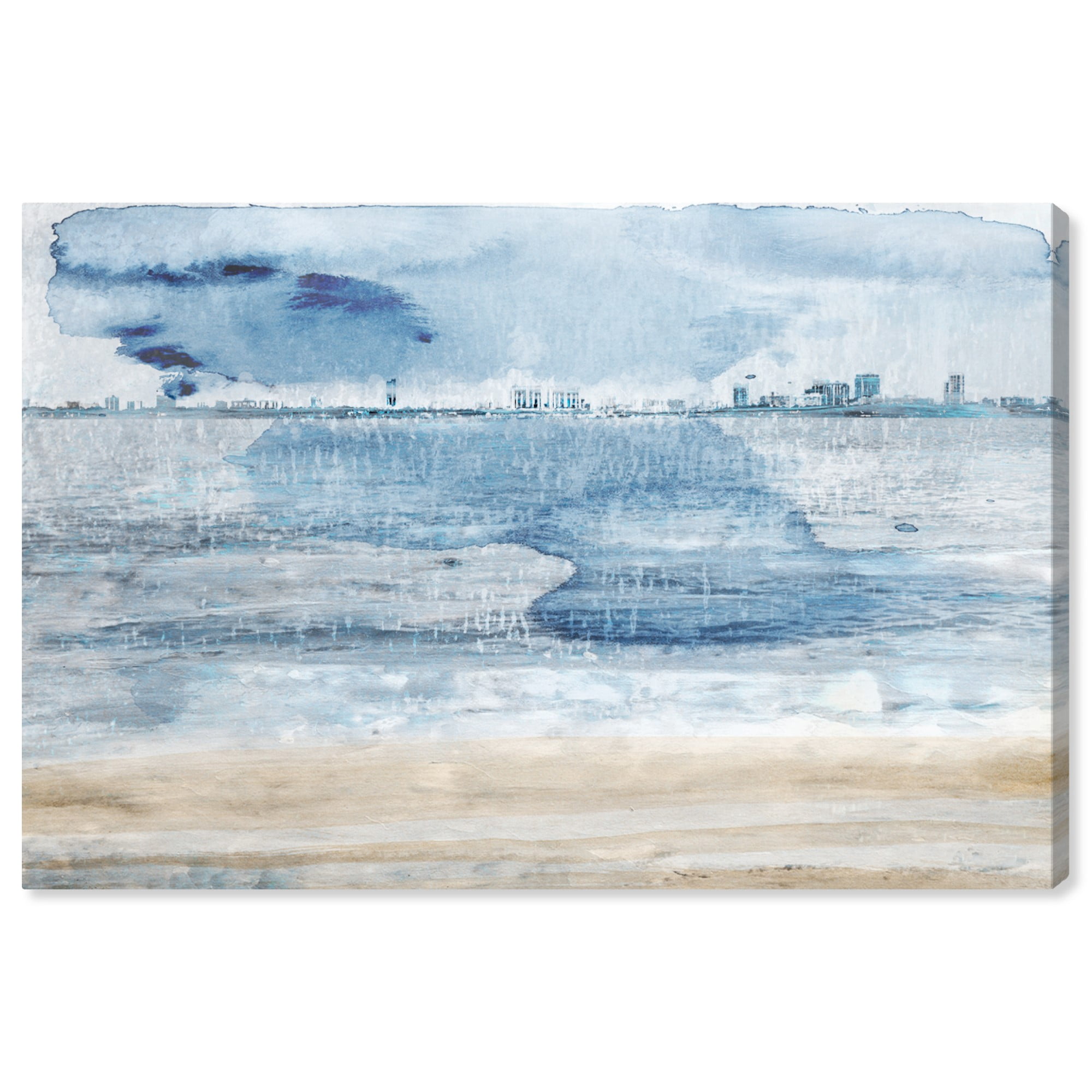 Wynwood Studio 'Miami Bay' Cities and Skylines Wall Art Canvas Print - Blue, Yellow, 24" x 16"
