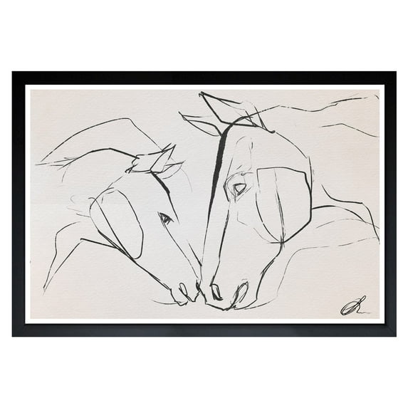 Wynwood Studio 'Mother And Colt II' Animals Framed Wall Art Print - Black, White