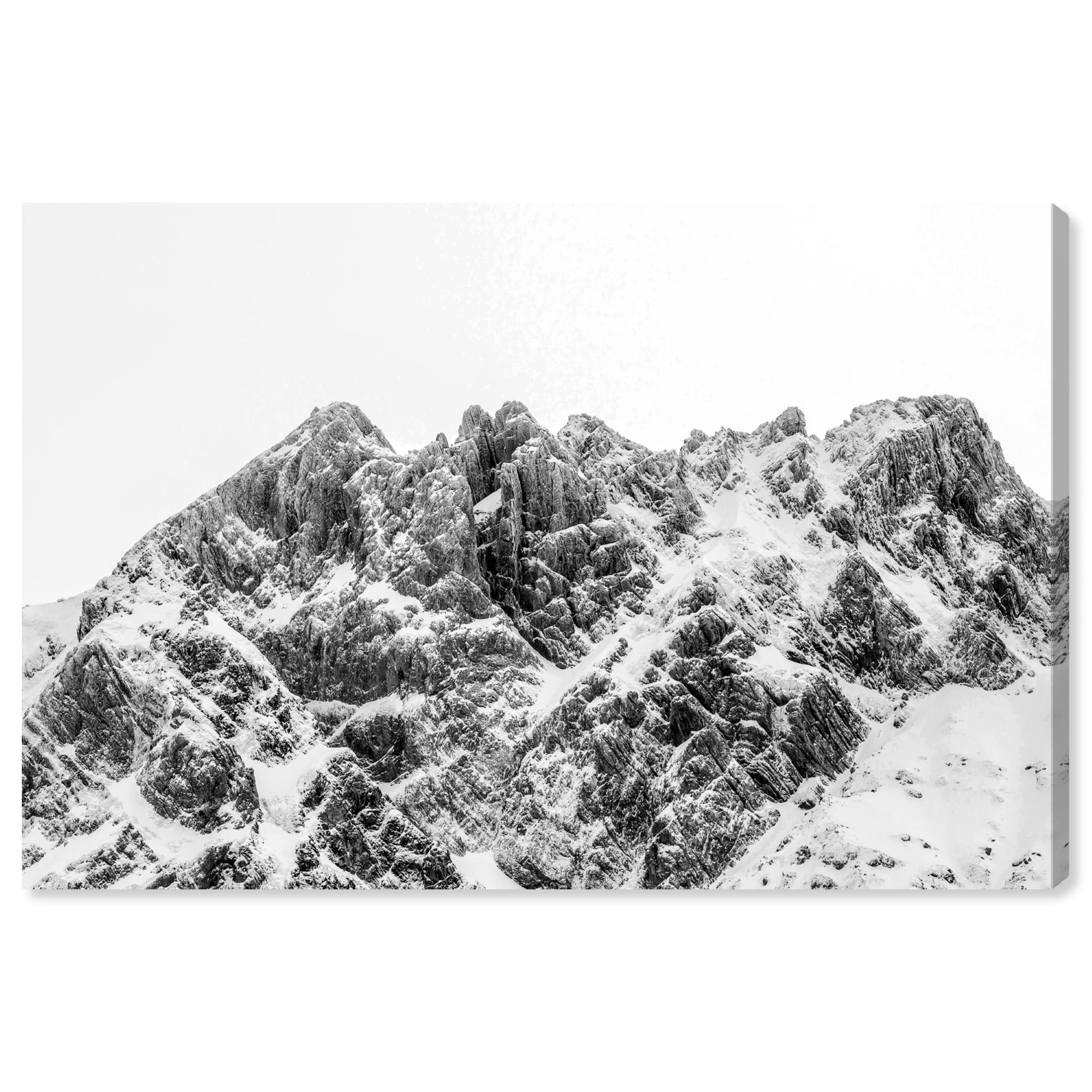Wynwood Studio 'Mountain Ridge Black and White' Nature and Landscape Wall Art Canvas Print - Black, White, 36" x 24"