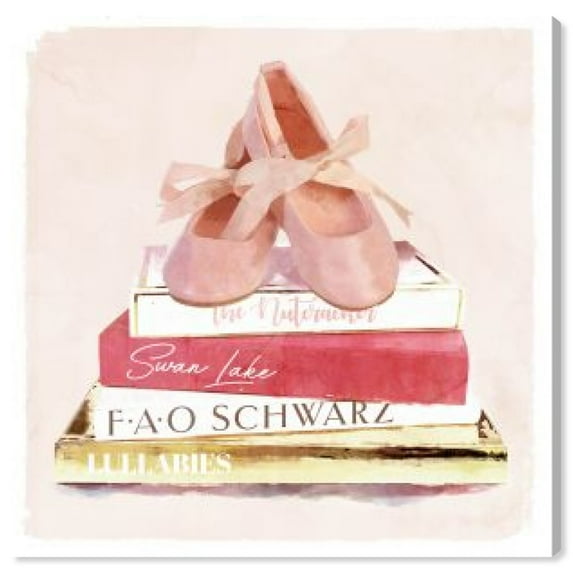 Wynwood Studio Music and Dance Canvas Art Print 'Ballerina Books' Dance - Pink, White