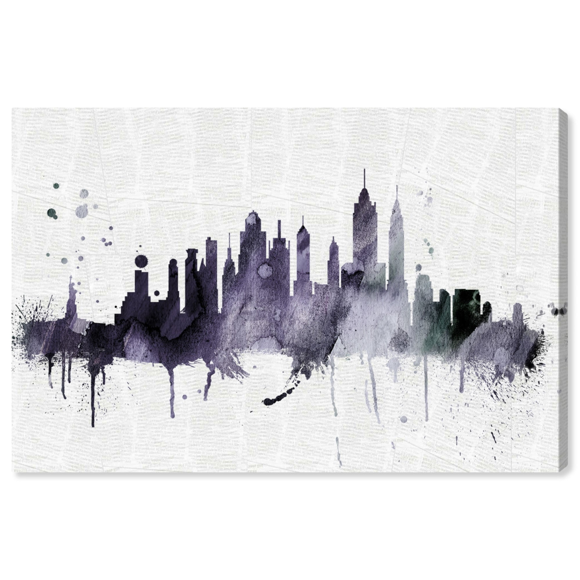 Wynwood Studio 'NY Skyline' Cities and Skylines Wall Art Canvas Print - Purple, White, 36" x 24"